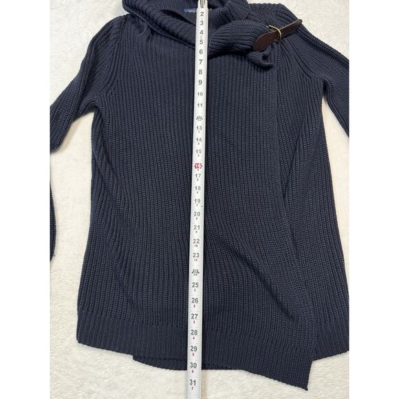 Polo Ralph Lauren Cardigan Sweater Womens Small Hunter Navy Blue W/leather Clasp - Picture 6 of 9